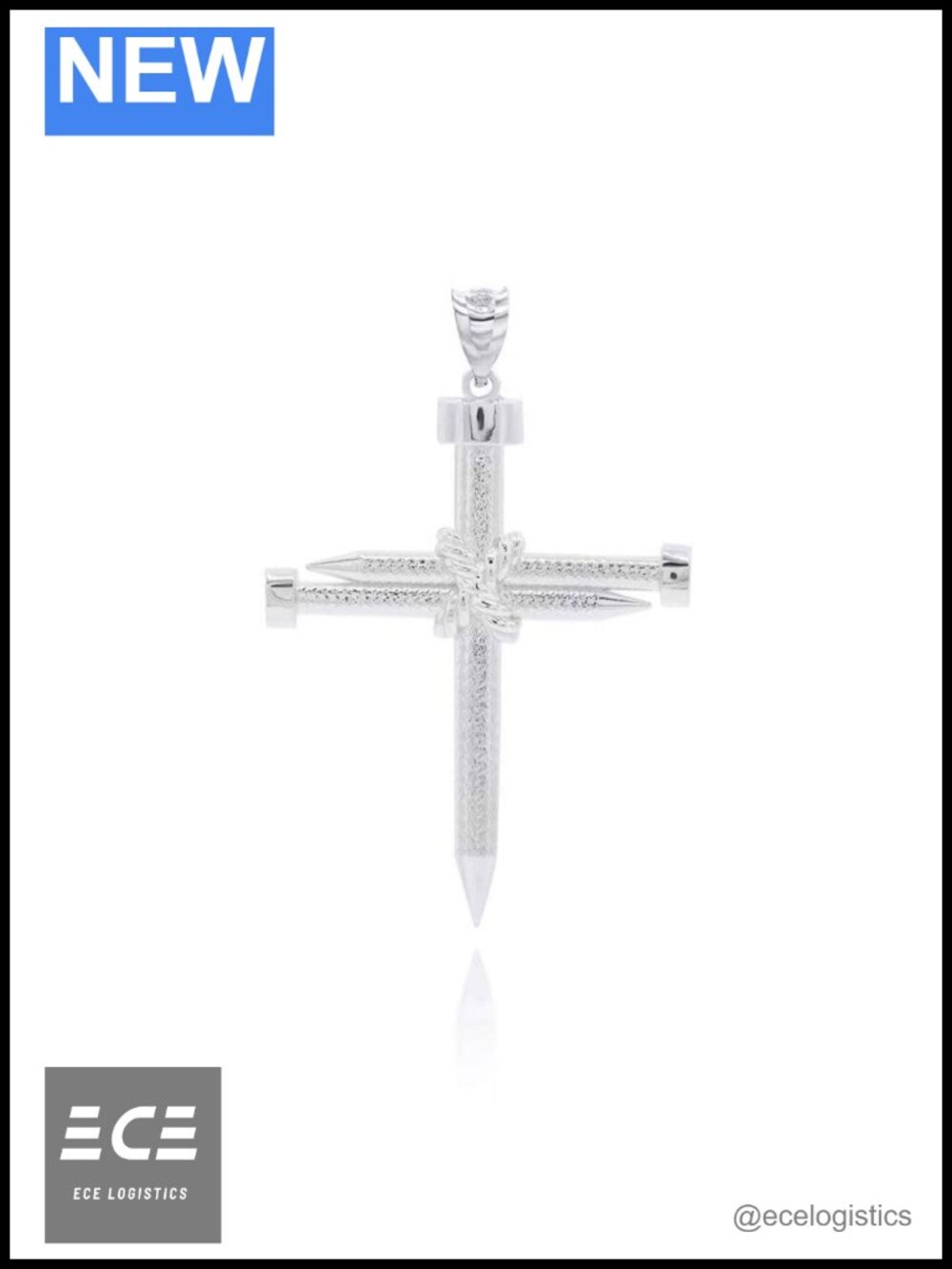 Knotted Nail Cross Pendant Necklace Solid 14K Gold Fine Jewelry